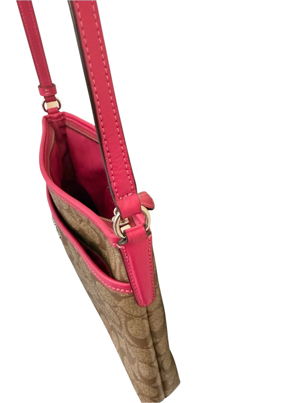 Coach Signature File Crossbody Bag Pink and Khaki #29210 - Picture 6 of 7